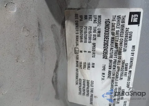 2003 Chevrolet Venture Lt W/1Sd из США, поврежденный, VIN 1GNDX03E23D243592